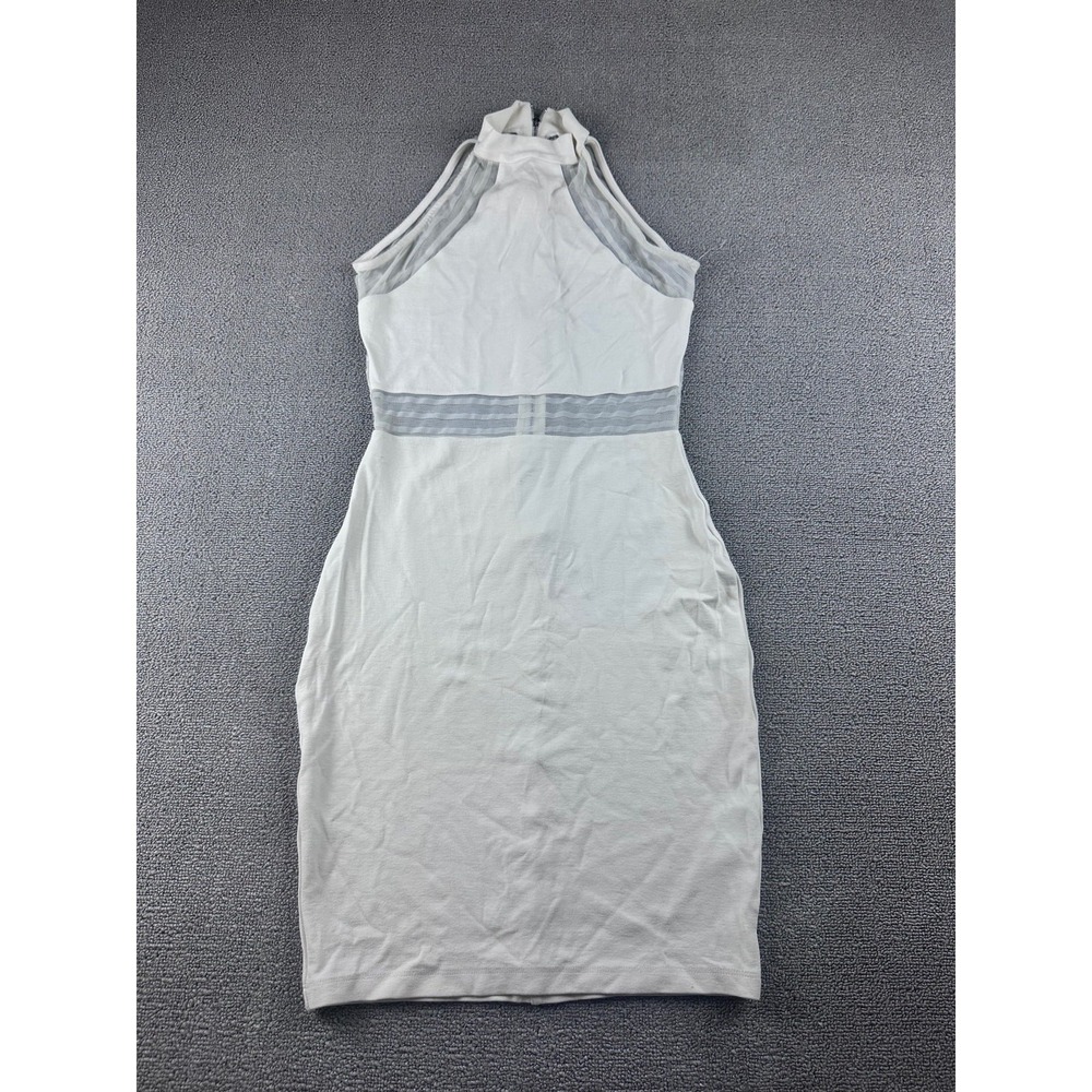 French Connection Mini Dress Women 6 White Halter Bodycon Sheer Party Cocktail